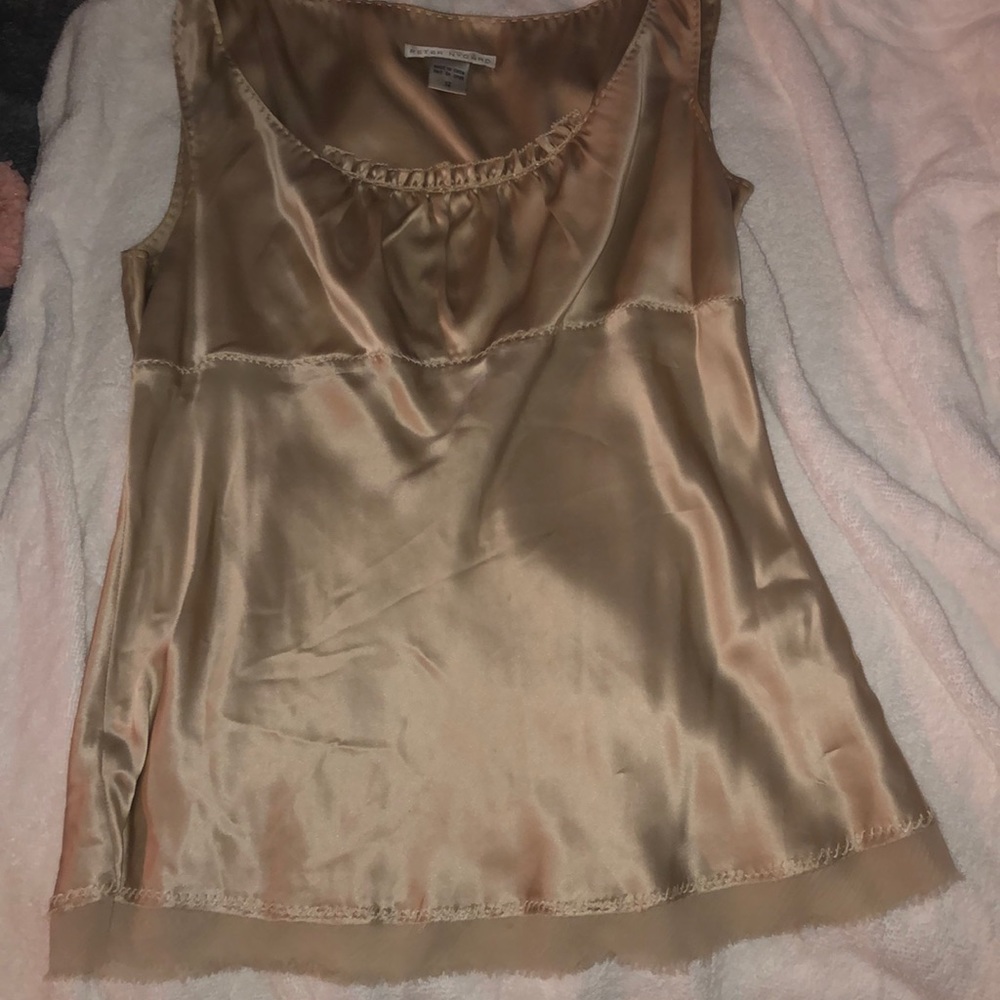 Gold silky blouse, awesome for all seasons!